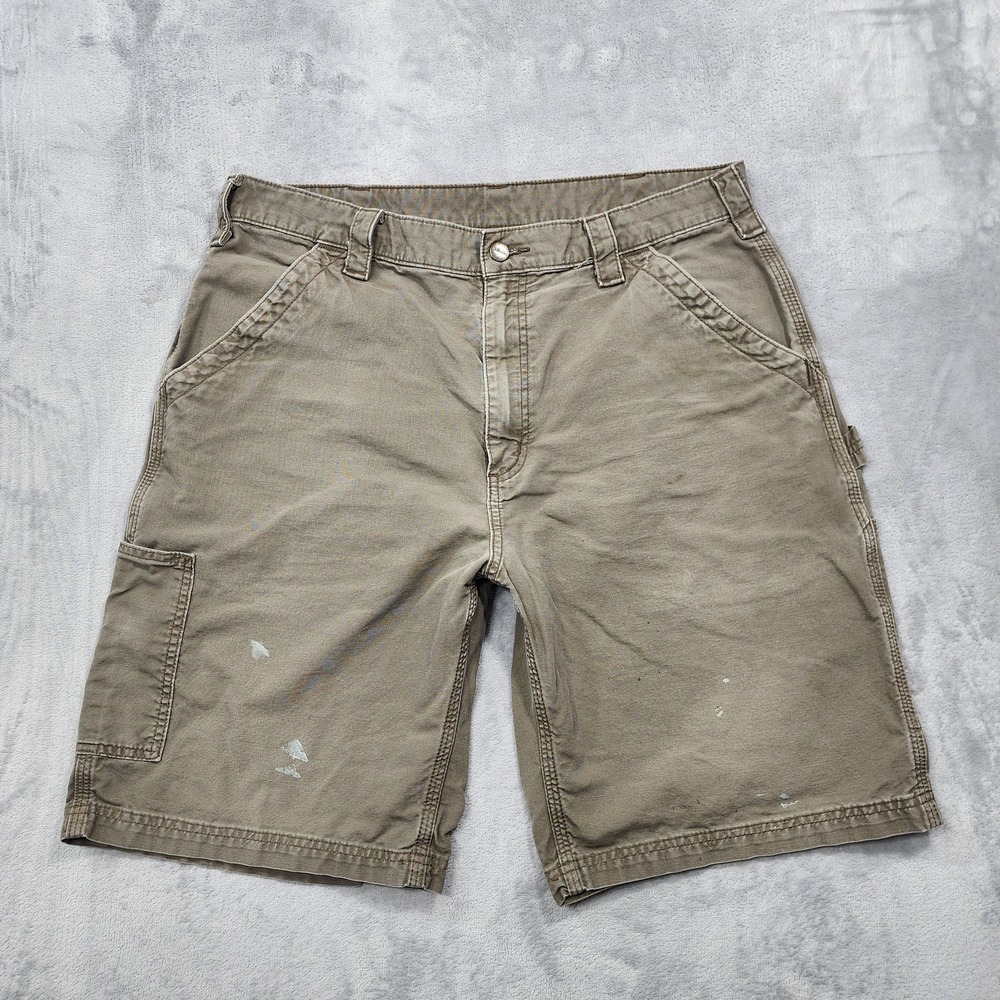 Carhartt Shorts Mens 36 Beige Cargo Canvas Relaxed Distressed Workwear Painter